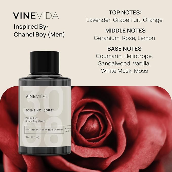 VINEVIDA Scent NO. 3008 Fragrance Oil - 120mL (4oz) - Inspired by: Boy (Men); Candle Fragrance Oil for Soy Candles - Soap Making Scents