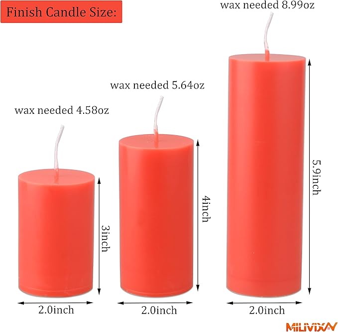 MILIVIXAY 3PCS Pillar Candle Molds - Plastic Cylinder Candle Mold Set for Candle Making-Candle Making Molds with Candle Wicks Kit.