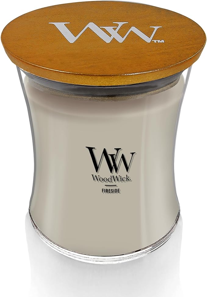 WoodWick Fireside Holiday Candle Gifts for Women and Men, 9.7 oz Medium Hourglass Candle with Crackling Wick