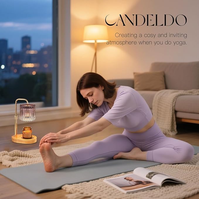 Candeldo Candle Warmer Lamp with Timer: Purple Candle Warming Lamp with 2 Bulbs Height Adjustable Wax Melt Dimmable Bedroom Decor for Women