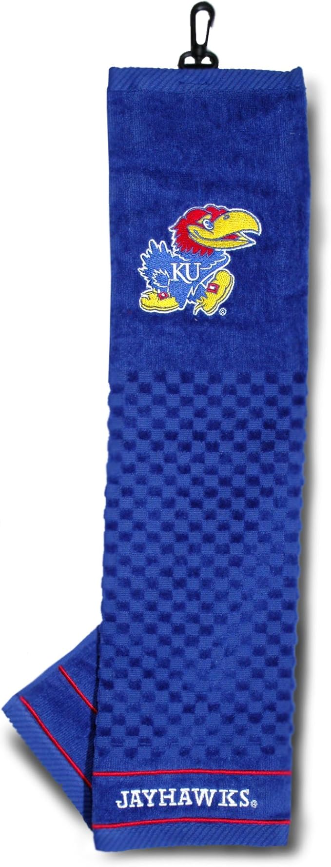 Team Golf NCAA Kansas Jayhawks Embroidered Golf Towel Embroidered Golf Towel, Checkered Scrubber Design, Embroidered Logo