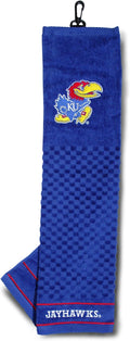 Team Golf NCAA Kansas Jayhawks Embroidered Golf Towel Embroidered Golf Towel, Checkered Scrubber Design, Embroidered Logo