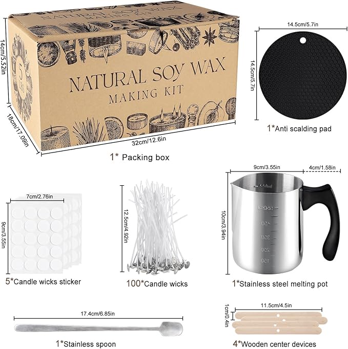 Wfmolcand Candle Making Kits for Adults,Beginner,Kids, Soy Wax, Making Supplies Include 5 LB Soy Wax Flakes, 100 Candle Wick, Centering Devices, Melting Pot