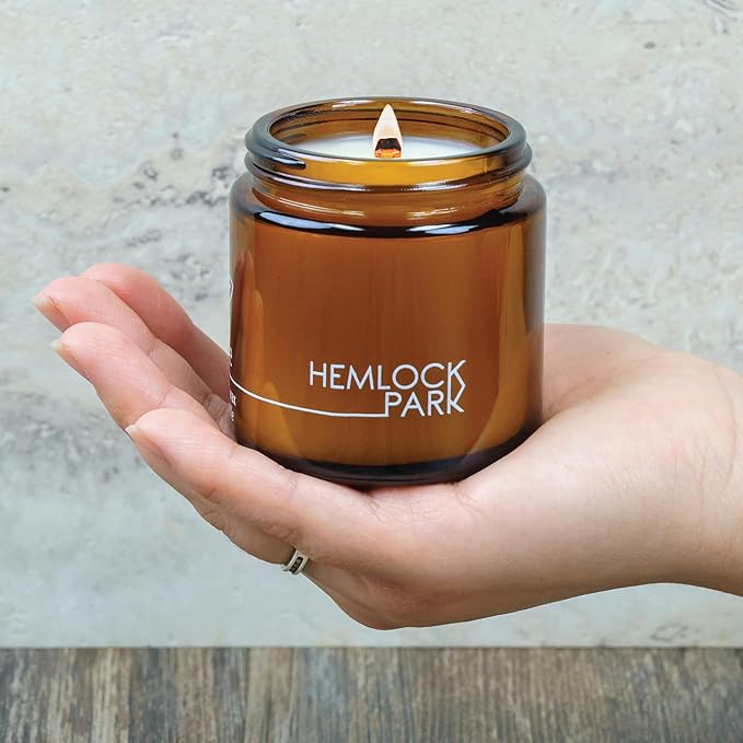 Hemlock Park Crackling Wood Wick Candle Handcrafted with Natural Coconut Wax (Small 4 oz, Yuzu Citrus)