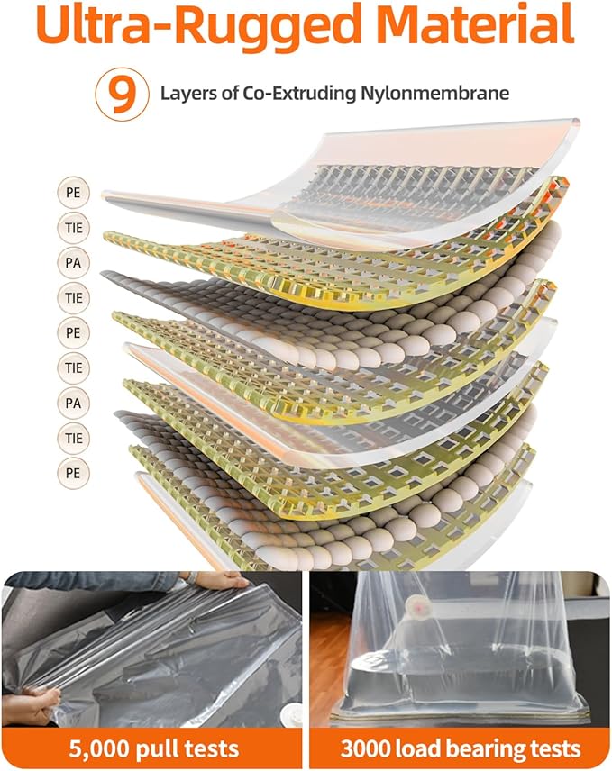 Vacuum Storage Bags for moving, Vacuum Seal Bags for Memory Foam, Latex, Clothing & Bedding, Space Saver Bags for Organization and Storage (Medium)