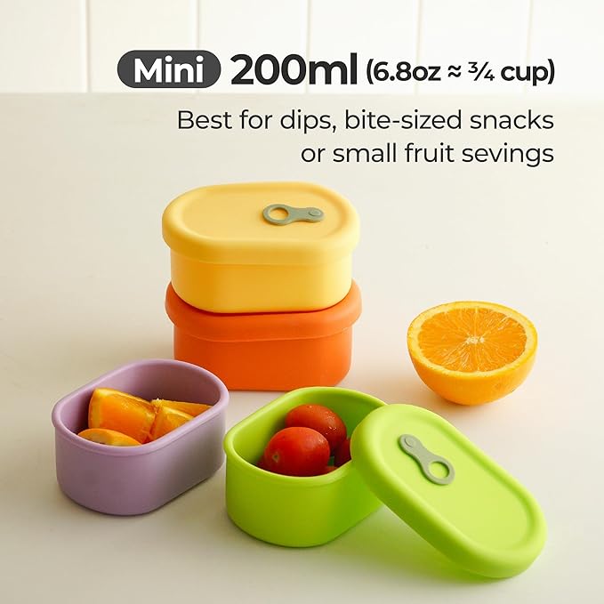 Premium Korean-Made Silicone Airtight Food Container with Steam Vent – BPA Free, Leakproof, Microwave & Freezer Safe Meal Prep. & Leftovers Storage (Mango Yellow, 7 floz)