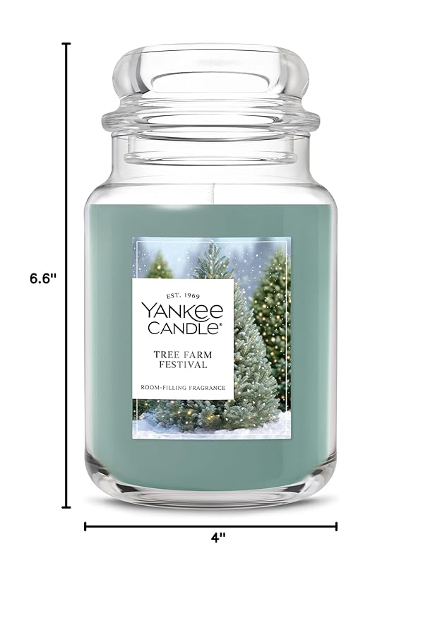 Yankee Candle Tree Farm Festival, Christmas Scented Candle, 22oz Large Jar with up to 150 Hour Burn Time, Giftable