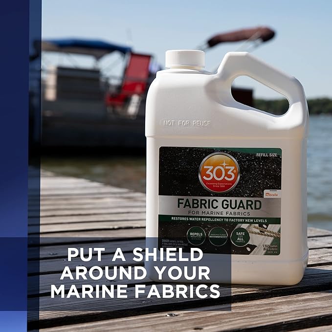 303 Products Marine Fabric Guard – Water Repellent & Stain Shielding Fabric Spray, Safe for All Outdoor Upholstery, Simple & Easy to Use, Protectant Spray for Boats, 1 Gallon