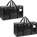 2-Pack Extra-Large Heavy-Duty Storage Totes with Reinforced Handles, Durable Zippers & Waterproof Material — Perfect for Space-Saving, Moving, Shipping and Travel (Black)