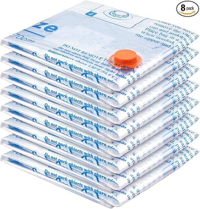 MEIQIHOME Vacuum Storage Bags, Space Saver Sealer Bags,Vacuum seal bags for clothing, Pillows, Comforters, Blankets, Bedding,Travel,8 MEDIUM