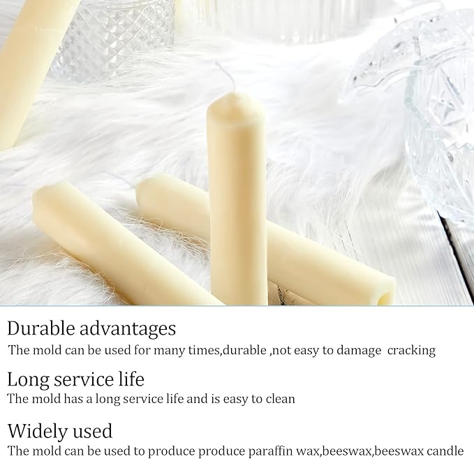 2 Pieces Taper Candle Mold Cylinder Candle Moulds Pillar Candle Molds for Making Emergency Candles and Table Candles with Wire Wicks Clips Tool kit