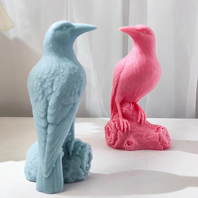 Crow Raven Cylinder Candle & Resin Mold - Resin Casting Silicone Molds for Home Decor & Candle Making Wave Spiral Mold