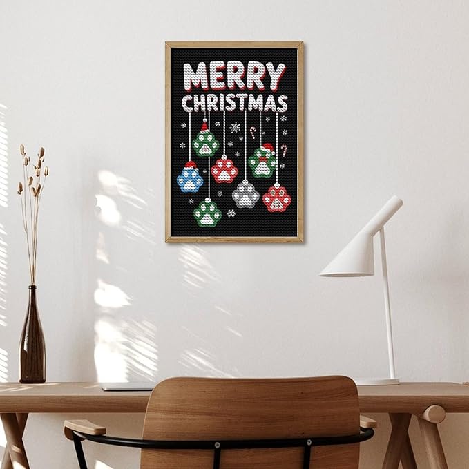 AIVKIEJK Diamond Painting Kits for Adults - Merry Christmas Paw Painting DIY 5D Full Drill Diamond Dots Paintings with Diamonds Gem Art and Crafts Home Decor 8"x12"
