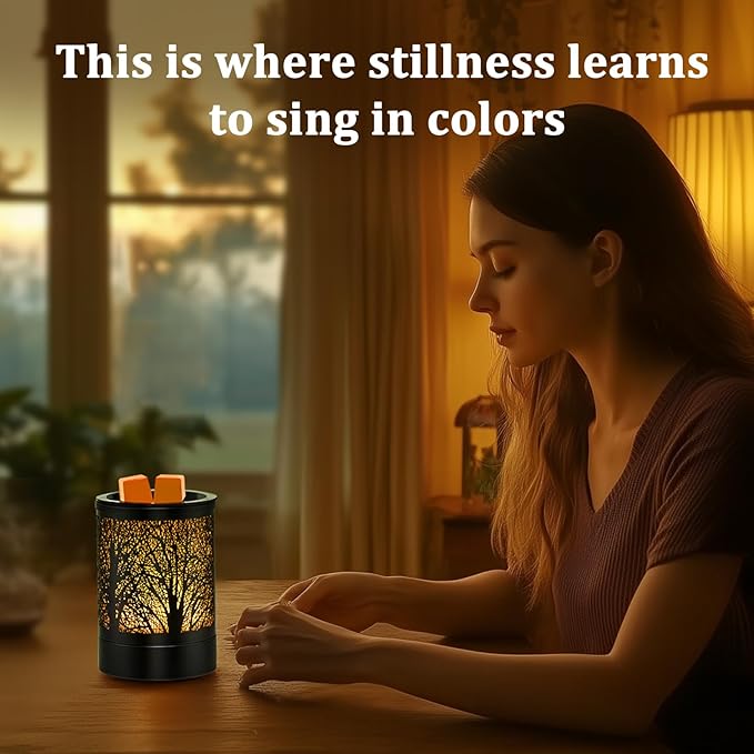 Enaroma Fragrance Wax Melts Warmer with 7 Colors LED Changing Light Classic Black Forest Design Scent Oil Candle Warmer for Home Black Forest