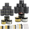 CONNOO 24 Pack Candle Tins - 12pcs 8oz + 12pcs 4oz Matte Black Candle Jars with Lids for Making Candles, Bulk Empty Candle Containers with Sticky Warning Labels for Candle Making, Storage, and Gift