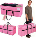 WORKPRO 1 Pack 66 Gallon Extra Large Moving Bag with Zippers, Carry Handles, Heavy-Duty, Water-Resistant Storage Totes for Moving & Space-Saving Organization, Pink