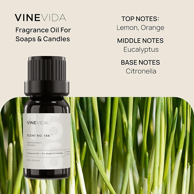 VINEVIDA [10 ml] Citronella; Fragrance Oil for Candle Making and Soap Making - Premium Candle Scents for Soy Candles
