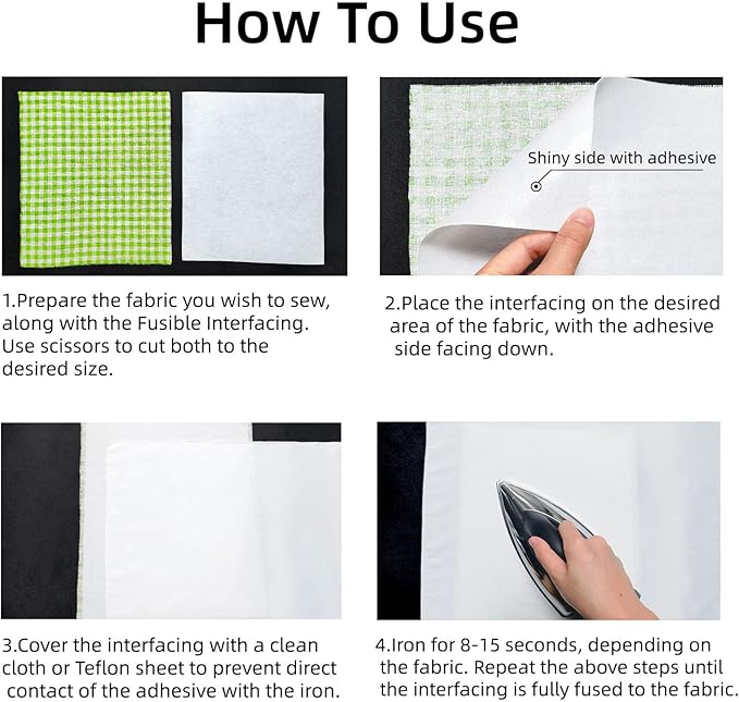 ANXINZENITH Heavy Weight Fusible Interfacing for Sewing-11.8" x 30.6 Yards,White Iron-On Non-Woven Fabric Stiffener,Suitable for Quilting,Crafts,Clothing,and Home Decor Sewing Materials（100g/㎡）