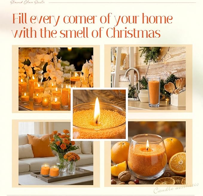 Pearled Scented Candle 2.2 lb Sand Wax Scented Sand Candle Mother's Day Kit for Women Love Gifts with Box 50 Wicks for Mother's Day Wife Couples Mother(Orange,Orange Cinnamon Flavor)
