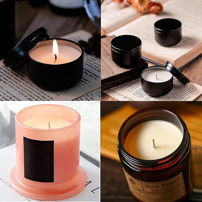 ECO8 100pcs Pre-Waxed Wicks for Soy Candles, 6 Inch Thick Wick with Base
