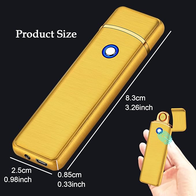 Electronic Lighter, Smart USB Rechargeable Lighter, Cool Electric Lighter Portable Dual Sided Ignition Windproof Flameless Lighter Lightweight Plasma Lighter for Indoor Outdoor(Blue)