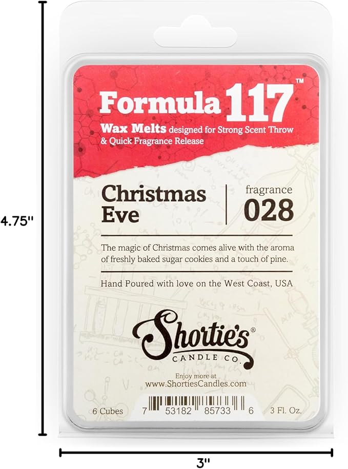 Formula 117 Dicken's Christmas, Christmas Eve & Tree Scented Wax Melts Variety Pack - 3 Highly Scented 3 Oz. Bars - Made With Natural Oils