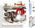 TCDZMYGS Winter Paint by Numbers Kit for Adults Beginner,Boots Snowman Paint by Number Kits with Frame,DIY Acrylic Oil Painting by Numbers for Home Wall Decor 10 x 10 inch