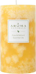 Aroma Naturals Orange and Lemongrass Essential Oil Scented Pillar Candle, Ambiance, 2.75 inch x 5 inch, Yellow