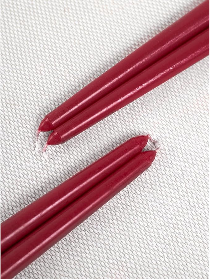 CANDWAX 8 inch Bordeaux Taper Candles Set of 12 - Unscented Smokeless Dripless Tall Candlesticks - Ideal for Home Decor, Thanksgiving or as Christmas Candles - Tapered Christmas Candle Sticks