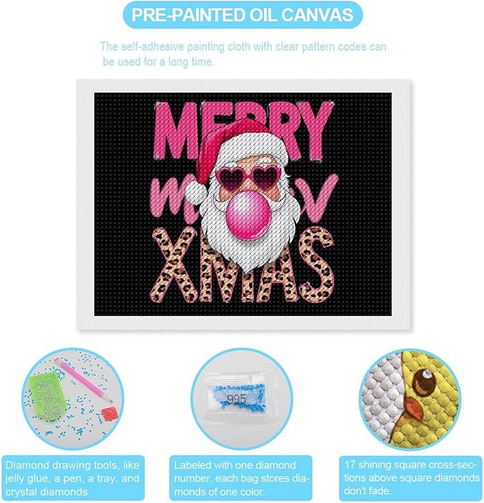 AIVKIEJK Diamond Painting Kits for Adults - Santa Christmas Painting DIY 5D Full Drill Diamond Dots Paintings with Diamonds Gem Art and Crafts Home Decor 12"x16"