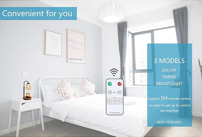 Flameless Candle Warmer with Remote Control, Adjustable Height, Timer, Dimmable, Wax Melts Warmer for Jar Candles, 2 Bulbs