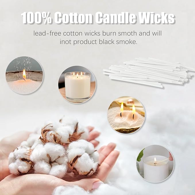 Pearled Candle Cotton Wicks 400-Pack for Sand Candles Making - 2Inch Metal-Free and Lead-Free Refill Sand Wax Wick for Candle Making DIY (White)