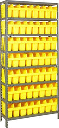 Quantum Storage Systems 1275-SB809YL Solid Heavy Duty 8 Shelves 21 STORE-MAX Yellow Bins 75" H x 36" W x 12" D