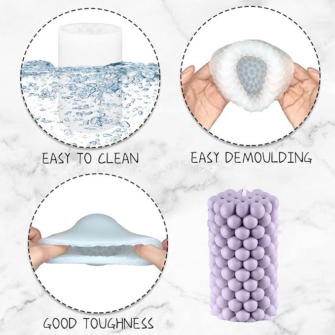 Cylinder Silicone Candle Molds Pillar Cube Bubble Geometric Ball Resin Casting Moulds for Resin Wax Making Polymer Clay DIY Craft