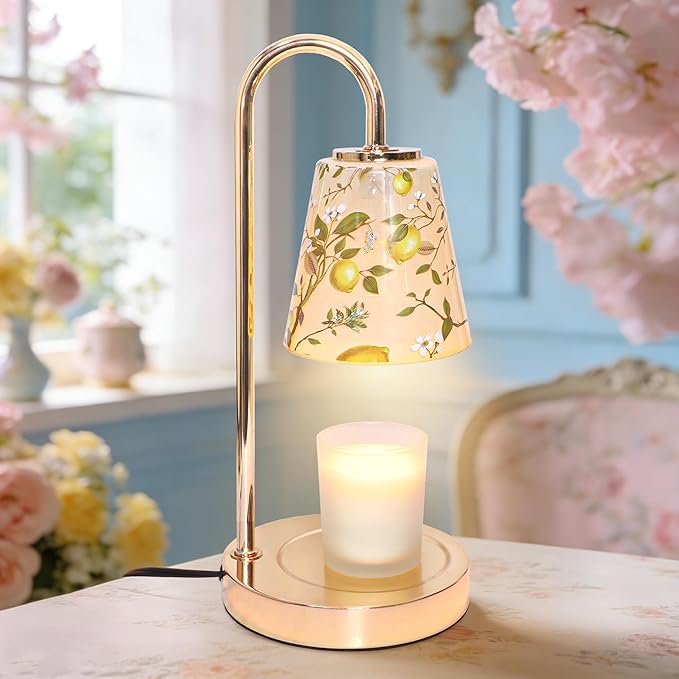 Lemon Candle Warmer Lamp with Timer & Dimmable & 2Bulbs, Womens Gifts for Christmas Birthday, Unique Candle Warmer Home Decor for Bedroom Holiday Decor Aesthetic (Candles not Included)