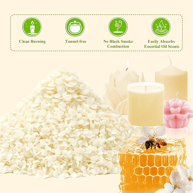 Aaicandle Beeswax Pellets 2LB (32 oz) | 100% Pure Natural Bees Wax for Candle Making | Candle Wax Beads & Bees Wax Pellets Melts for DIY Crafts and Candle Wax, DIY Gifts for Birthday, Wedding Crafts
