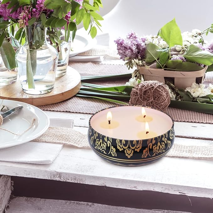 NIKY 3 Packs Large Citronella Candles Outdoor and Indoor, 13.5oz 3-Wick Soy Wax Green Portable Travel Tin Candle for Home Garden Patio Yard Balcony
