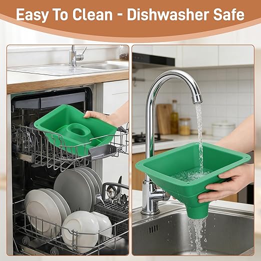 Extra Large Food Grade Silicone Collapsible Funnel and Stand, Fit Harvest Right Freeze Dryer,15" Wide, Fits All Size Dryer Trays, Easy Transfer Food to Mason Jars & Mylar Bags,Freeze Dryer Accessories