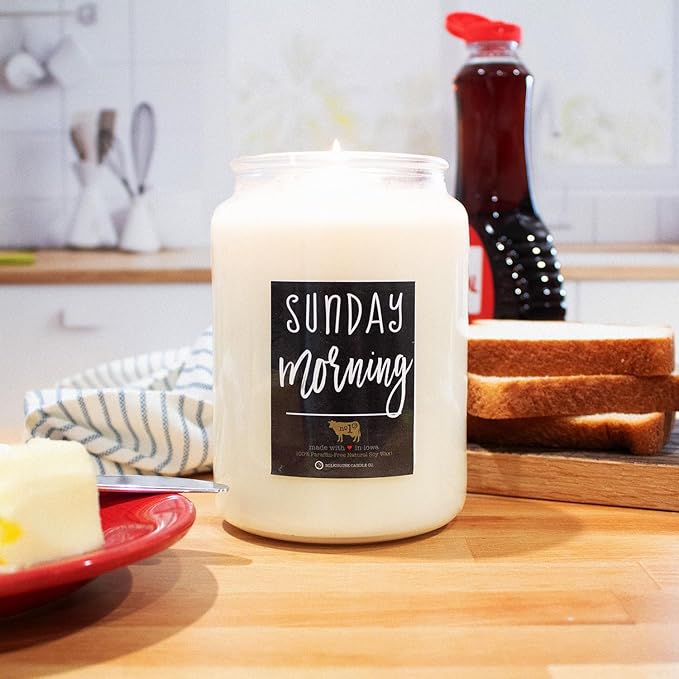 Milkhouse Candle Company - Sunday Morning - 26oz Beeswax and Soy Candles - Farmhouse Collection - 100% Natural, Paraffin Free, with Premium Fragrance Oil, Glass Jars with Lids