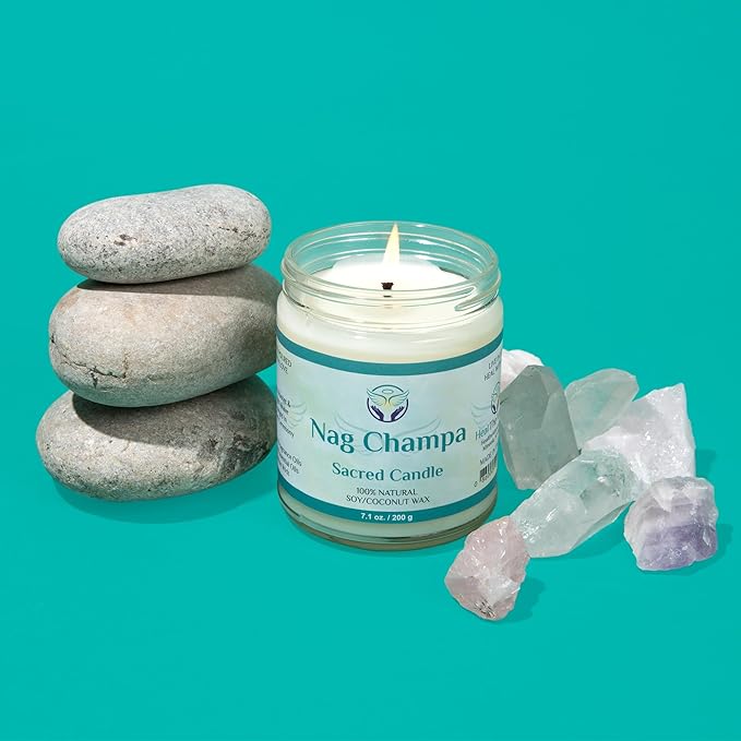 White Sage Candles for Cleansing House Chakra Healing | Energy Cleansing Smudge Candle | Natural Aromatherapy Candle | Sage for Cleansing House Negative Energy (7 oz) (Nag Champa)