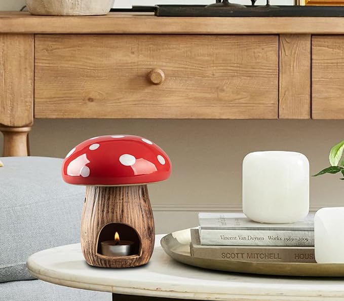 Mushroom Wax Melt Warmer Essential Oil Burner RedCeramic Scented Wax Melts Burner Scentsy