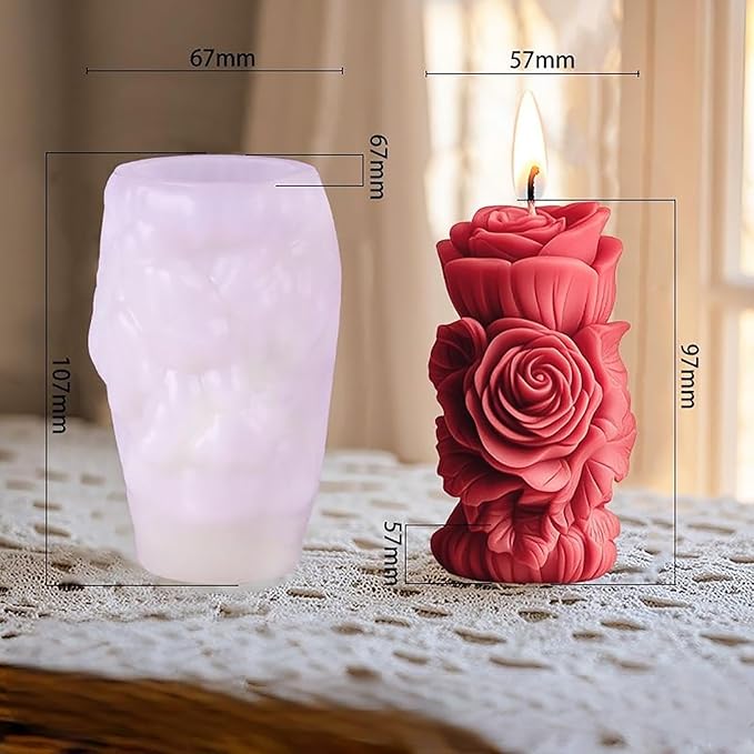 Rose Bouquet Silicone Molds, 3D Rose Resin Candle Molds, Silicone Molds for DIY Handmade Soaps, Clay Craft, Epoxy Resin Crafts, Birthday Gifts, Valentine's Day Gifts & Home Decorations(B)