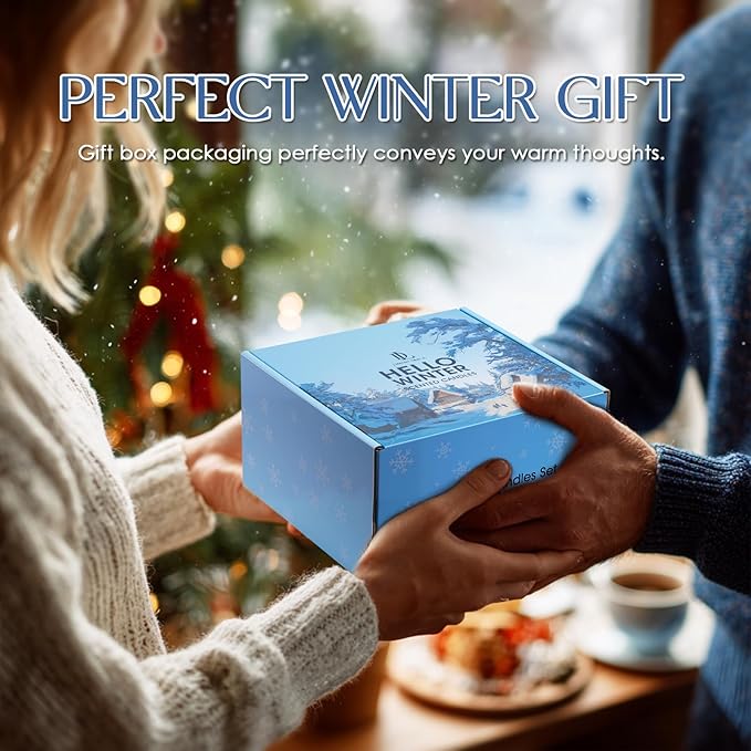Winter Candle Set, Candles for Home Scented, 4 Pack Soy Candles Gifts for Women Men, Winter Scents of Gingerbread Cookies/Apple & Cinnamon/Coffee Latte/Pine & Cedarwood