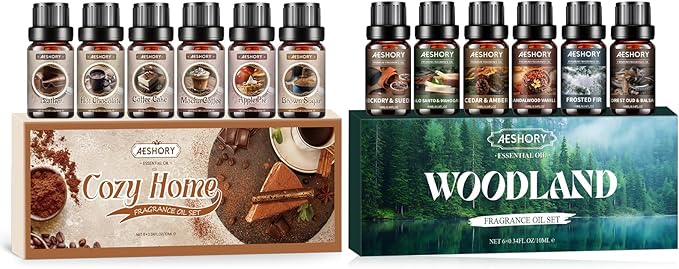 Essential Oils Set -6x10ml Woodland & Bakery Fragrance Oils Set for Diffuser, Candle Scents for Candle Making, Soap Making Supplies