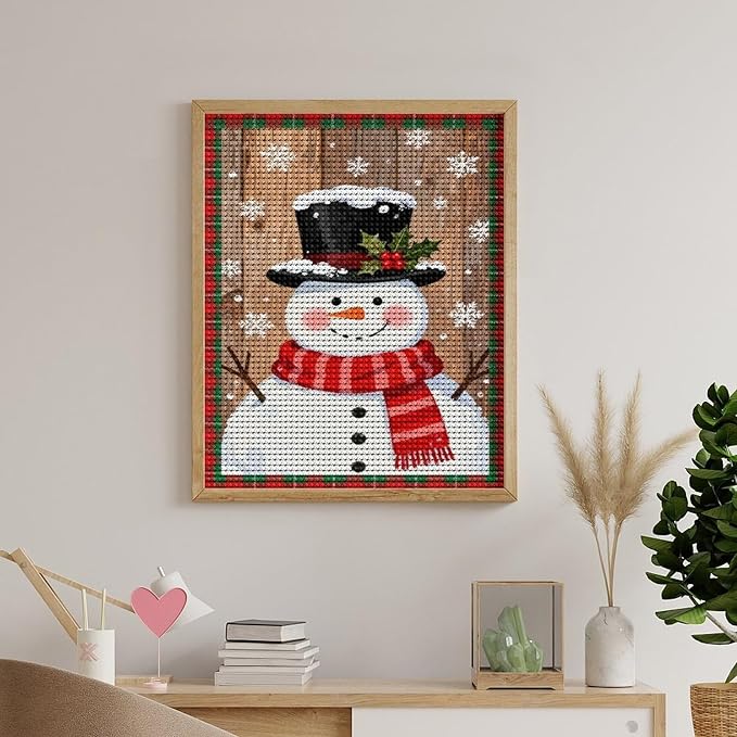 AIVKIEJK Diamond Painting Kits for Adults - Festive Snowman Red Scarf Painting DIY 5D Full Drill Diamond Dots Paintings with Diamonds Gem Art and Crafts Home Decor 16"x20"