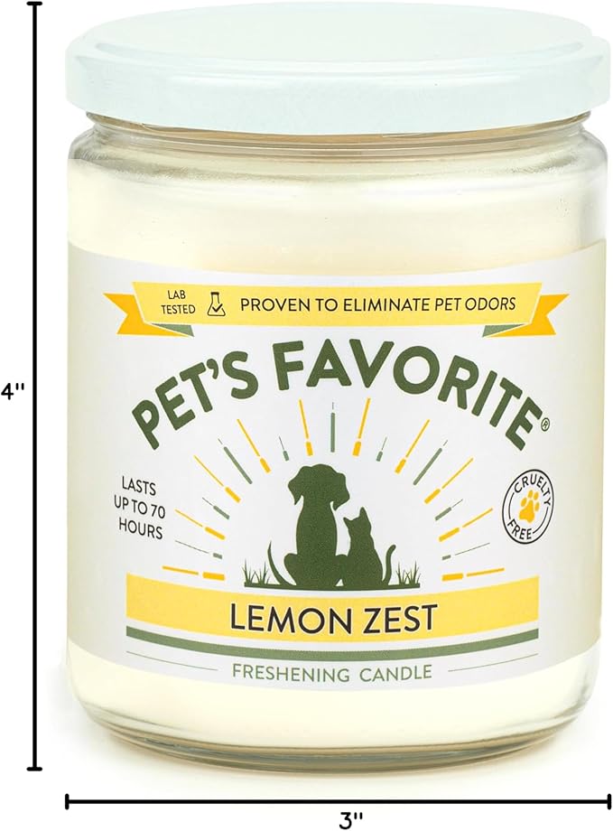 Pet's Favorite Pet Odor Candle, Clean Burning, Long Lasting Scented Candles with a Cotton Wick. (Clean Laundry/Lemon Zest, Pack of 2)