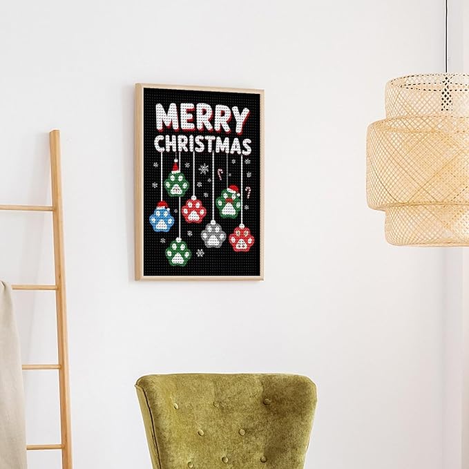 AIVKIEJK Diamond Painting Kits for Adults - Merry Christmas Paw Painting DIY 5D Full Drill Diamond Dots Paintings with Diamonds Gem Art and Crafts Home Decor 12"x16"
