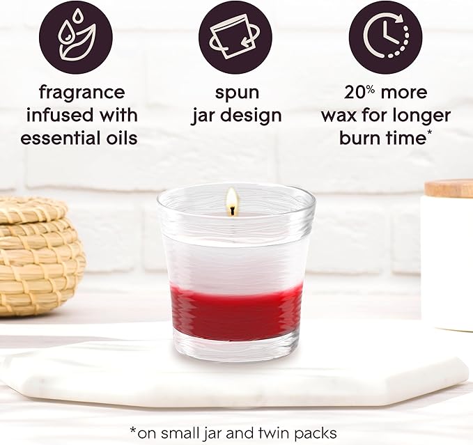 Glade 1-Wick 2in1 Scented Candle Jar, Sheer Vanilla Embrace & Apple Cinnamon, Air Freshener Infused with Essential Oils, 4.08 Oz, 2 Count