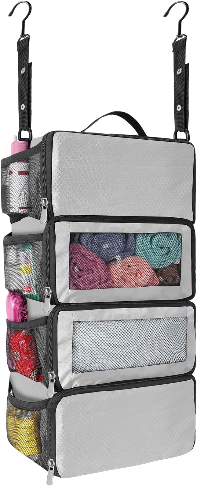 esouler Suitcase Organizer - Hanging Packing Cubes & Portable Collapsible Travel Shelves for Carry-on (Grey, Small)
