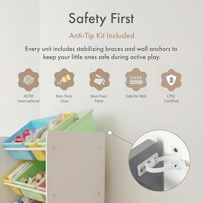Humble Crew Kids' Toy Storage Organizer, White/Pastel (WO560P)